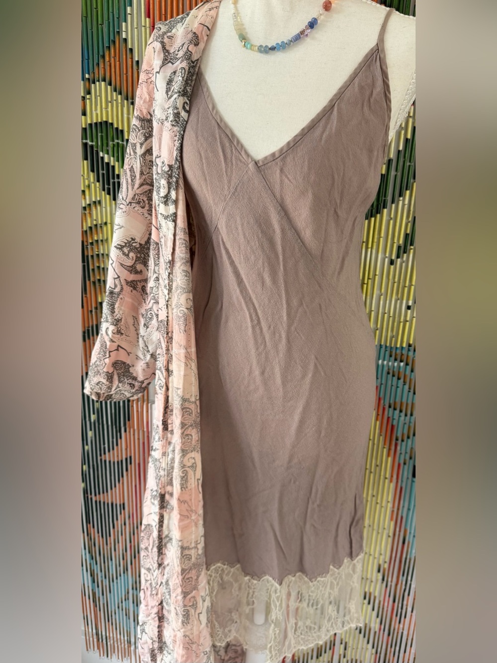 Wilfred Dusty Mauve Slip Dress with Kimono - Picture 6 of 10